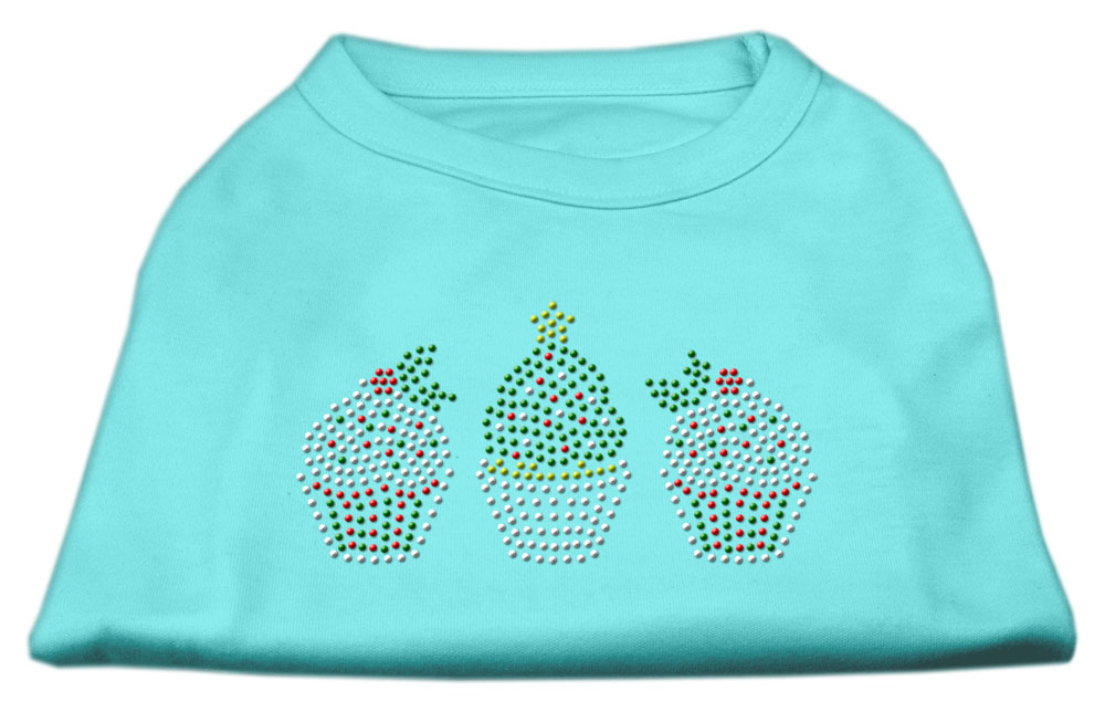 Christmas Cupcakes Rhinestone Shirt Aqua XL